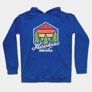 Retro Badge Hawkins Indiana Dark Hoodie